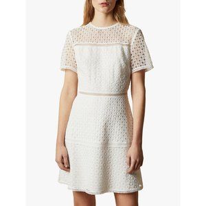 Ted Baker Allara Dress, White Lace Crewneck Dress, Ted Size 1, NWT
